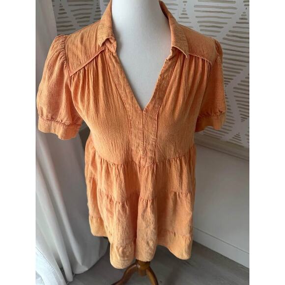 Umgee Women’s Medium Distressed Orange Tiered Mini Dress - Picture 6 of 6